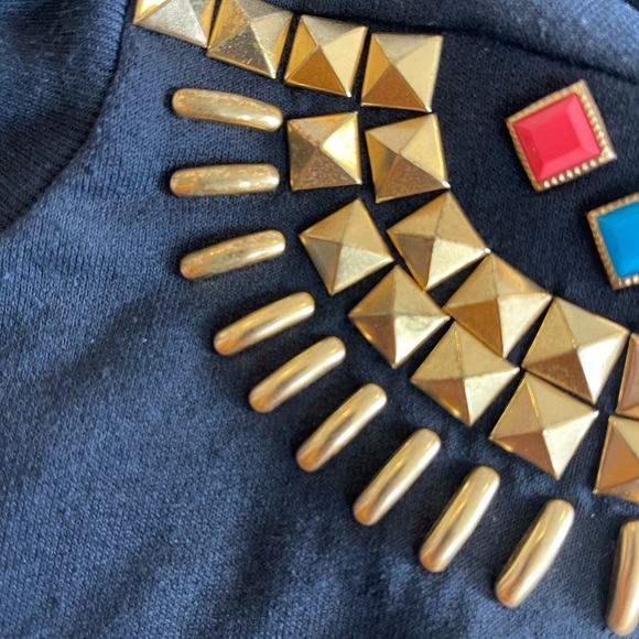 Vintage S.B. Collections Studded Shoulder Pad Sweatshirt Medium - Picture 10 of 11